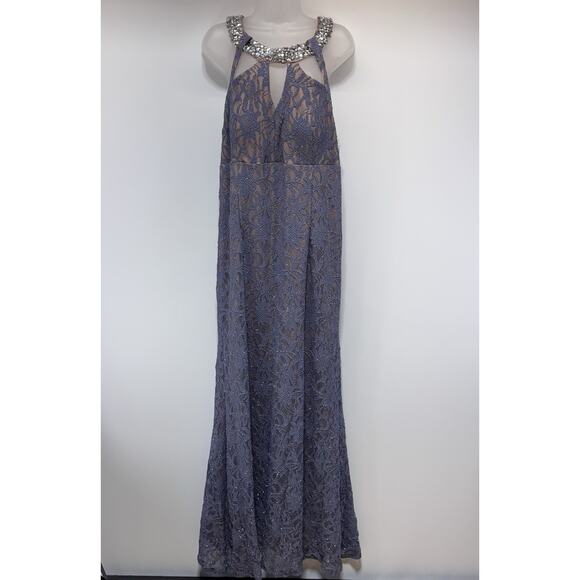 Deb Glitter Lace Lavender Formal Halter Gown Lined Women’s Size 18 NWT - Picture 1 of 10
